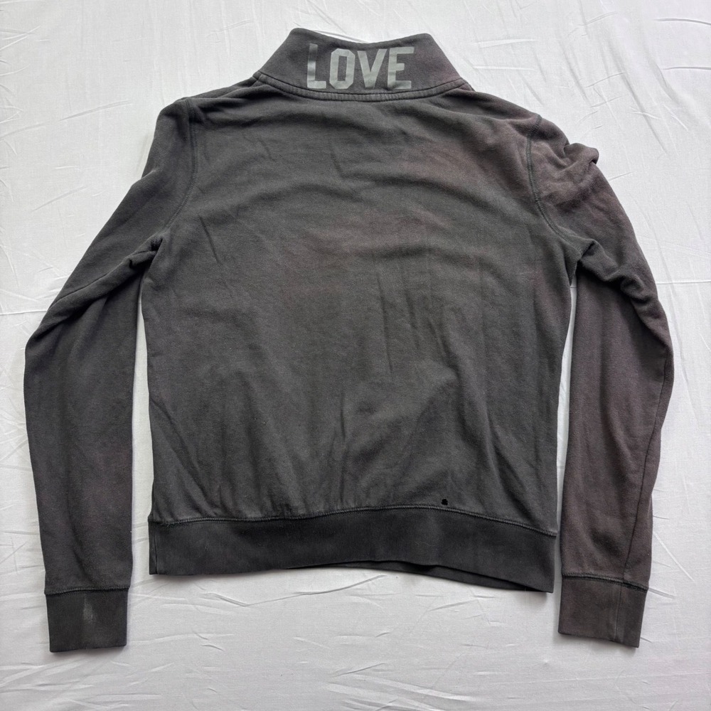 Victorias Secret PINK Quarter Zip Sweatshirt Black Zebra Logo Pullover Women M - Picture 8 of 11